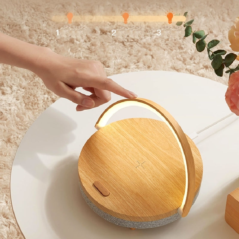 Wooden Table Lamp with Wireless Charging